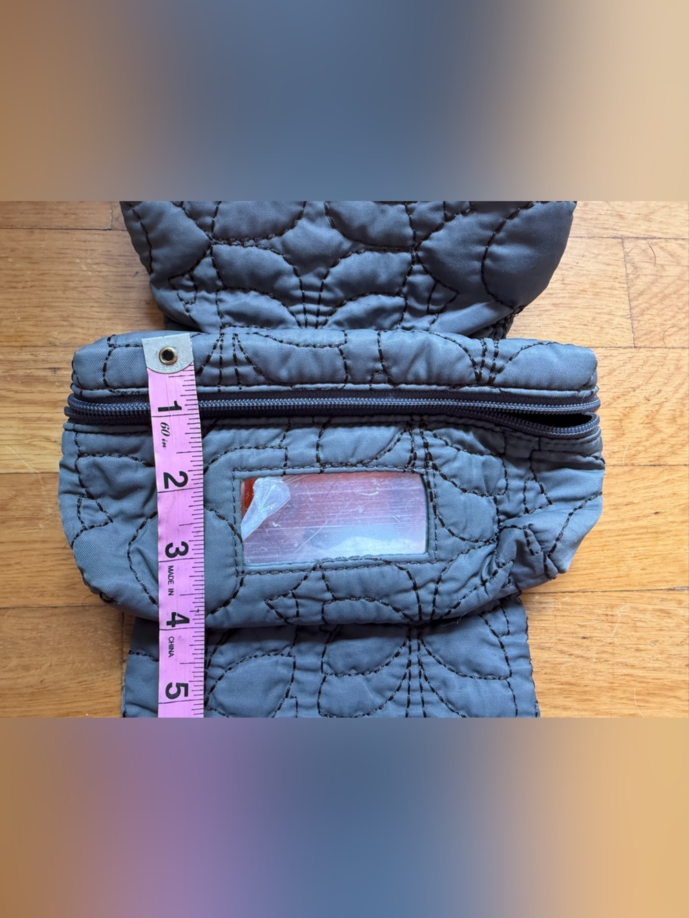 Vintage Y2K Fossil Key-Per Gray Quilted Folding Toiletry & Makeup Bag - Picture 8 of 10